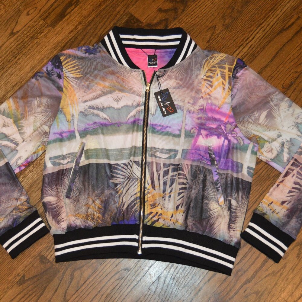Save the Faith Brand~Boutique~NWT~Large~Short Zip up Jacket~Reversible~Nylon~